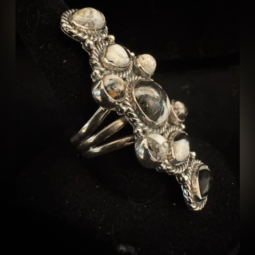 Elegant‎ white buffalo turquoise and Sterling Silver Statement Ring